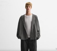 THE RERACS リラクス チェック柄ジップアップジャケット ブラウン