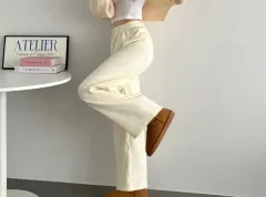 ベルベットコーデュロイ 起毛 ワイド パンツ