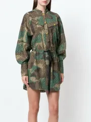 ZADIG&VOLTAIRE ザディグ・エ・ヴォルテール ソン・ナウン(SON NAEUN) カモフラージュミリタリー シャツワンピース エンブロイダリー ゴールド ボタン パフのサムネイル