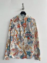 極美品 サンローランパリ 総柄 フリル 長袖ブラウス 花柄 シアー 