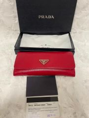 PRADA プラダ サフィアーノ リボン 長財布 レッド 赤 - メルカリ