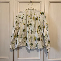 Ｅ　イチ ichi ボタニカル 花柄 総柄 ブラウス シャツ トップス　レディース　blouse　shirt　Tops　ladies　natural　ナチュラル　長袖　お呼ばれ　デート　オフィスカジュアル　食事会　可愛い　お出かけ　上品のサムネイル