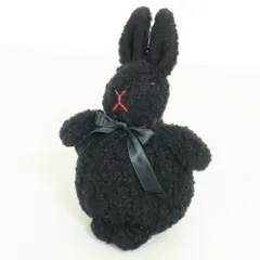【美品】ワンダフルワールド★ころんと可愛いゆきだるまうさぎコサージュ ラビットぬいぐるみ 黒系 ＊ko059のサムネイル