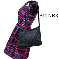 アイグナー AIGNER ゴールドロゴ金具 ナイロンレザー ワンショルダーバッグのサムネイル