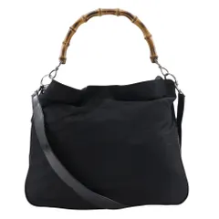 【GUCCI】グッチ 001.2123.1577 ナイロンキャンバス×バンブー レディース ハンドバッグ