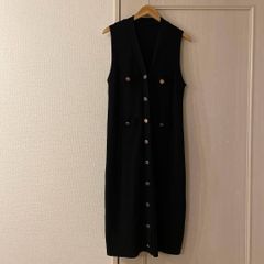Maison Nua Vネックフロントボタンリブニットワンピース - メルカリ