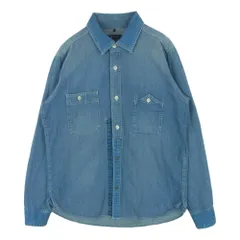 Johnbull ジョンブル 51-0743 長袖 デニム ワーク シャツ コットン 日本製 インディゴブルー系 M【中古】