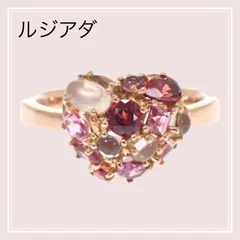 【ルジアダ】マルチストーン ハート 12号 リング K18ピンクゴールド レディースのサムネイル