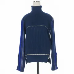 マメクロゴウチ  Mame Kurogouchi Stripe HAMAGURI ハイネックニット セーター 長袖 1 ブルー 青 MM19AW-KN027