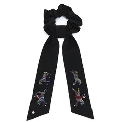 エルメス HERMES シュシュ ナイト・パレード クルー・ド・セル リボン付き 刺繍 ヘアアクセサリー ブラック 【中古】Sランクのサムネイル