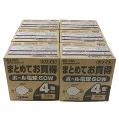 【ELPA】エルパ 【24個】ボール電球 ホワイト 白熱電球 110V60W形 E26口金 95mm径 屋内用 EBR110V60W-W4P _ その他家電のサムネイル