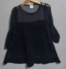 XXS) レッド Valentino ブラック シースルー+ニット ブラウスのサムネイル