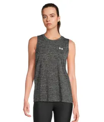 アンダーアーマー レディース トップス シャツ Under Armour Tech Tank Twist BlackWhite ホワイトのサムネイル