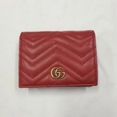 極美品 GUCCI グッチ 折り財布 レザー GG柄 マーモント レッド 希少
