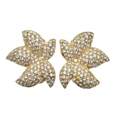 【Dior】クリスチャンディオール 金メッキ×ラインストーン レディース 25g イヤリング