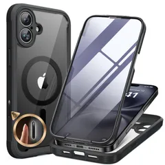 新商品 マグセーフ対応 ワイヤレス充電対応 フルカバー 6.1インチ マグネット搭載 全身バンパー保護ケース 360°保護 強化ガラス 9H カバー 用 黒 いPhone16 スマホケース MagSafe対応 ケース iPhone16 Miracase
