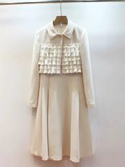 値下可◎Adonisis アドニシス コート ピンクベージュ×ホワイトベージュ 