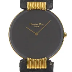 【Dior】クリスチャンディオール バキラ 47 153-2 ステンレススチール×レザー クオーツ アナログ表示 レディース 黒文字盤 腕時計