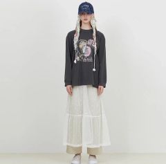 Notice//colors 野呂佳代 レースティアードスカート 黒L - メルカリ