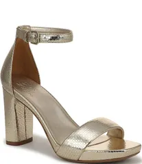 ナチュライザー レディース シューズ サンダル アンクル レザー Naturalizer Joy Embossed Leather Square Toe Ankle Strap Dressandals Light Gold ゴールド