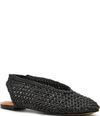 スティーブ マデン レディース シューズ パンプス レザー Steve Madden Rumi Leather Woven Slingback Flats Black ブラック