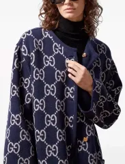 GUCCI グッチ GGロゴ/ネイビー リバーシブル ウール ツイード コートのサムネイル
