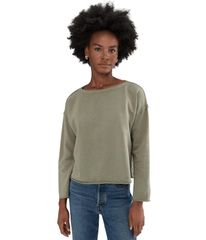 에일린 피셔 레이디스 탑스 셔츠 쁘띠 파일 Eileen Fisher Petite Garment Dyed Terry Bateau Neck Boxy Top Bayleaf