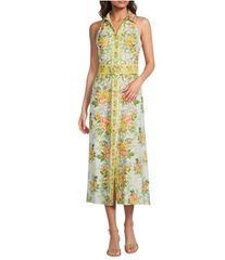아드리아나 파펠 레이디스 탑스 원피스 플라워 무늬 미디 민소매 플라워 Adrianna Day by Adrianna Papell Sleeveless Floral Midi Dress Pale yellow 옐로우