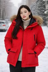 極暖☆THE NORTH FACE ノースフェイス ファーダウンジャケット 赤 