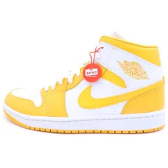 NIKE (ナイキ) ウィメンズ エアジョーダン1 ミッドカットスニーカー レモン イエロー BQ6472-117 US11/28cm