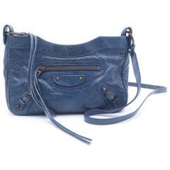 PRADA｜VITELLOSHINE チェーンショルダーバッグ レザー ネイビー 