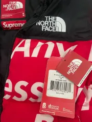シュプリーム THE NORTH FACE 15fw レタリング Nuptse レッド シューノ