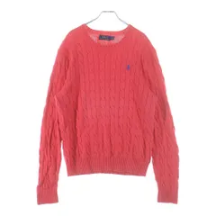 POLO RALPH LAUREN (ポロラルフローレン) ワンポイントロゴ刺繍 クルーネック プルオーバー 長袖ニット セーター ピンク レディース
