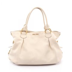 MIU MIU 2WAY レザーハンドバッグ アイボリー 美品 ゴールド金具 