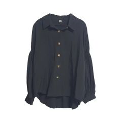 タグ付き新品☆LONDAフリルネック 長袖シャツ ブラック 装飾ボタン 