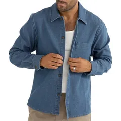 リズム メンズ トップス シャツ 長袖 Rhythm Textured Wale LongSleeve Shirt Mens Washed Indigo インディゴのサムネイル