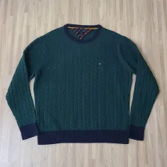 トミーヒルフィガー ケーブル ニット グリーン