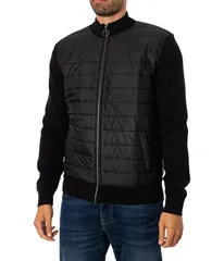 バブアー メンズ アウター ニット・セーター Barbour Essential Carn Baffle Zip Thru Black ブラックのサムネイル