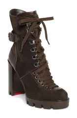 クリスチャン・ルブタン レディース シューズ ブーツ・レインブーツ Christian Louboutin Macademia Combat Boot Cafe Dark Brown ブラウン