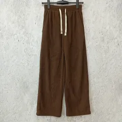 by LEGNA バイレグナ ハイウエスト コーデュロイ ワイド パンツ 裏起毛 カジュアル ベーシック ブラウン Mサイズ ◎_◇〇