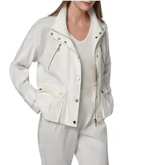 ダナキャラン レディース アウター コート リネン ジャケット Donna Karan Coordinating Suiting Linen Blend Collared Long Sleeve Snのサムネイル