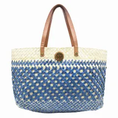 トリーバーチ Tory Burch トート バッグ かごバッグ ラフィア レザー カバン 鞄 ブルー ベージュ レディース ur347 【中古】