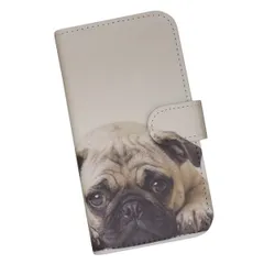 手帳型 スマホケース プリントケース 犬 パグ 0e31