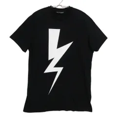 NEIL BARRETT ニールバレット 半袖Ｔシャツ トップス カットソー プリント クルーネック ブラック S【S】 メンズ 【中古】
