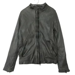 GIORGIO BRATO ジョルジオブラット ライダースジャケット レザー 本革 シープスキン ジップアップ バイカー アウター ブラック 46【S】 メンズ 【中古】