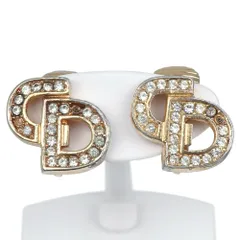 【Dior】ディオール CDロゴ 金メッキ×ラインストーン レディース 5g イヤリング