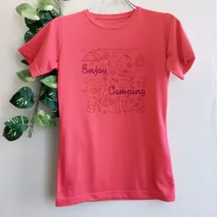 美品✨ エクスタイル X'tyle Tシャツ トップス カットソー 半袖 プリント アウトドア イラスト ロゴ 英字 蛍光ピンク スポーツ 速乾 軽量 カジュアル 細身 春夏 デイリー 普段着 旅行 レジャー スポーティー シンプル インナー 重ね着のサムネイル