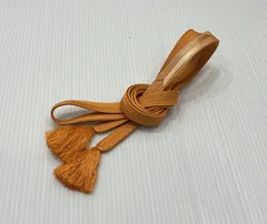 帯締/美品/オレンジ/平組/正絹/10472