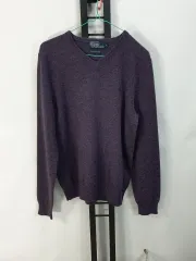 ポロ ラルフローレン ニット Vネック ラムウール セーター PURPLE L