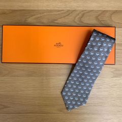 未使用品 HERMES グレー 雲柄 ネクタイ 袋付き U-20 - メルカリ